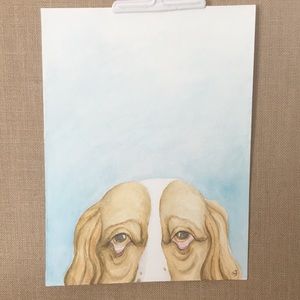 Orig.painted basset hound watercolor/9x12/unframed